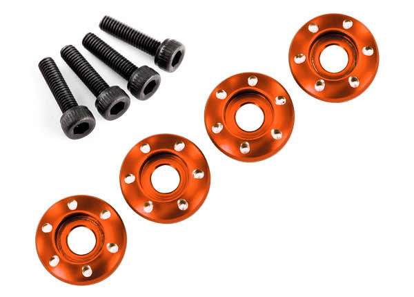 Wheel nut washer, machined aluminum, orange/ 3x12mm CS (4) (TRX-7668X)