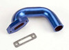 Exhaust header, perfect-fit for n. 4-tec, n. rustler/sport (blue-anodized, aluminum)/header gasket (for side exhaust engines only)