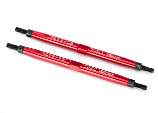 Toe links, maxx (tubes red-anodized, 7075-t6 aluminum, stronger than titanium) (112mm, front) (2)/ rod ends (4)/ aluminum wrench (1)