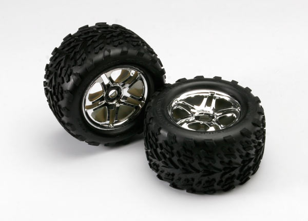 Tires & wheels, assembled, glued (ss (split spoke) chrome wheels, talon tires, foam inserts) (2)