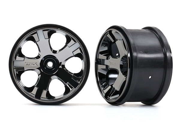 Wheels, all-star 2.8" (black chrome) (nitro rear/ electric front) (2)
