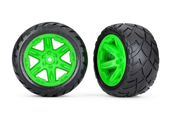 Tires & wheels, assembled, glued (2.8') (RXT green wheels, Anaconda tires, foam inserts) (2WD electric rear) (2) (TSM rated) (TRX-6768G)