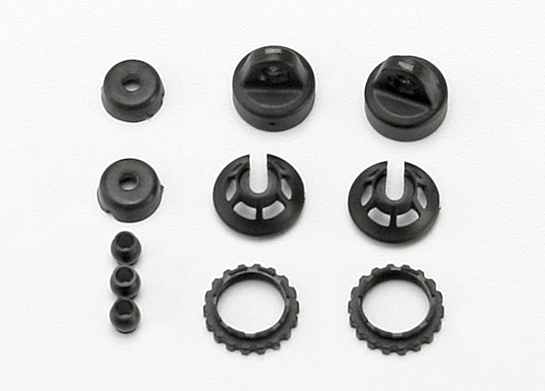Caps and spring retainers, gtr shock (upper cap (2)/ hollow balls (4)/ bottom cap (2)/ upper retainer (2)/ lower retainer (2))