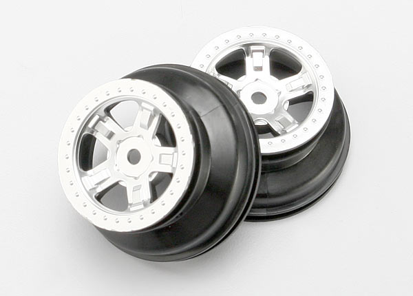 Wheels, sct satin chrome, beadlock style, dual profile (1.8" outer, 1.4" inner) (2)
