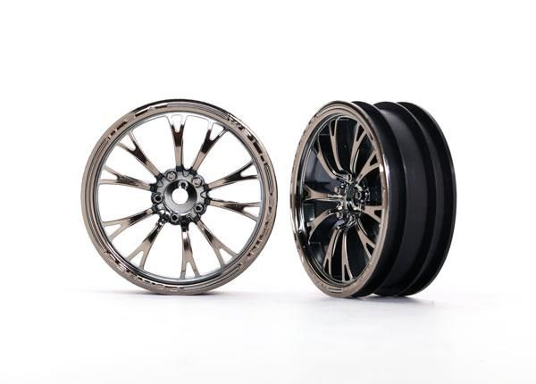 Traxxas Wheels, Weld black chrome (front) (2) (TRX-9472X)