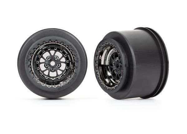 Traxxas Wheels, Weld Black Chrome (rear) (2) (TRX-9473X)