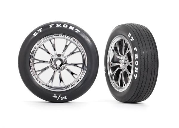 Tires & wheels, assembled, glued (Weld chrome wheels, tires, foam inserts) (front) (2) (TRX-9474R)