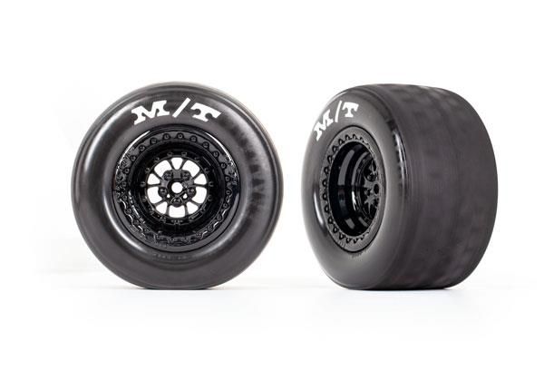 Tires & wheels, assembled, glued (Weld gloss black wheels, tires, foam inserts) (rear) (2) (TRX-9475)