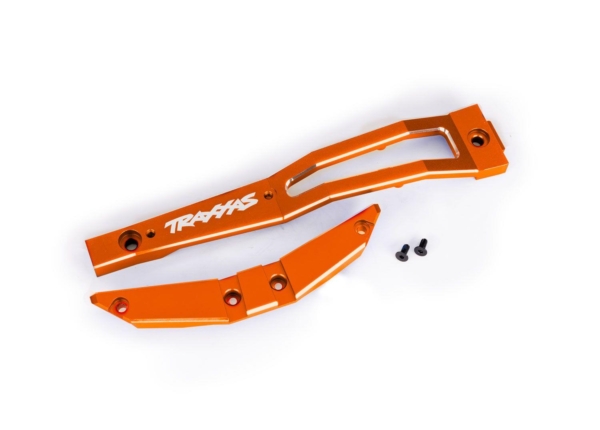 Traxxas - Chassis brace, front, 6061-T6 aluminum (orange-anodized/ 2.5x6mm CCS (with threadlock) (2) (TRX-10221-ORNG)