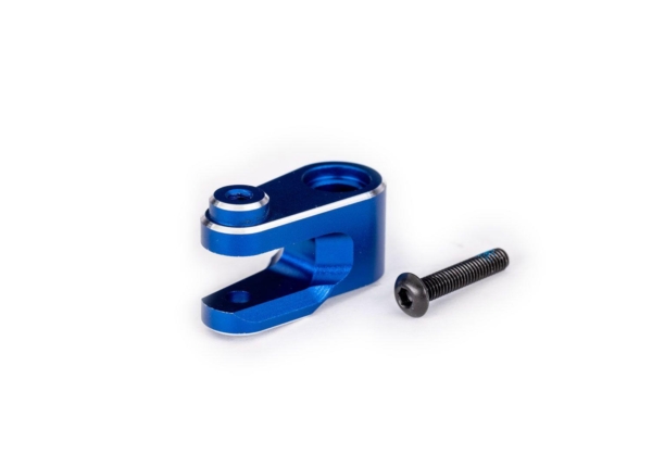 Traxxas - Servo horn, steering, 6061-T6 aluminum (blue-anodized)/ 3x15mm BCS (with threadlock) (1) (TRX-10247-BLUE)