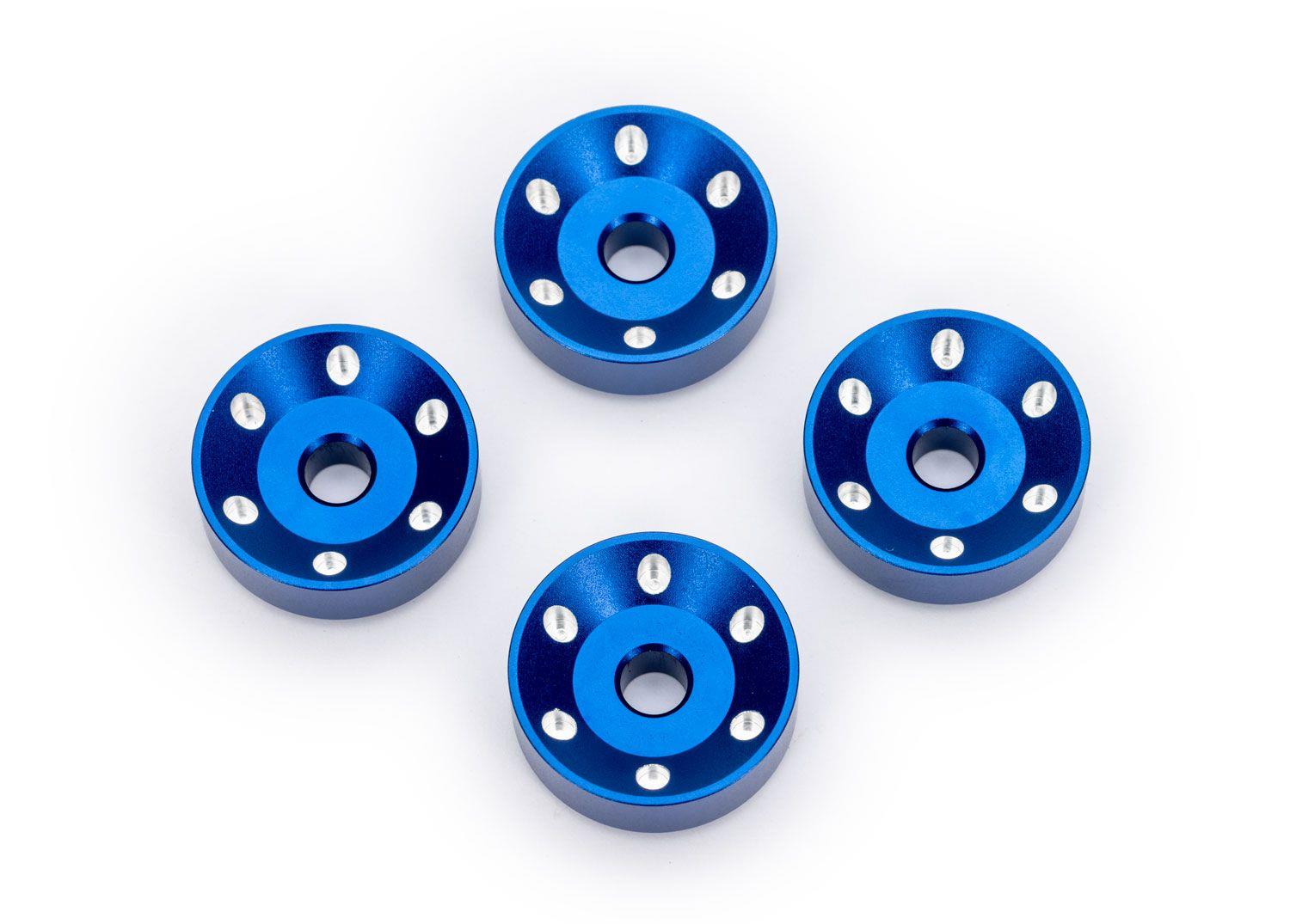 Traxxas - Wheel washers, machined aluminum, blue (4) (TRX-10257-BLUE)
