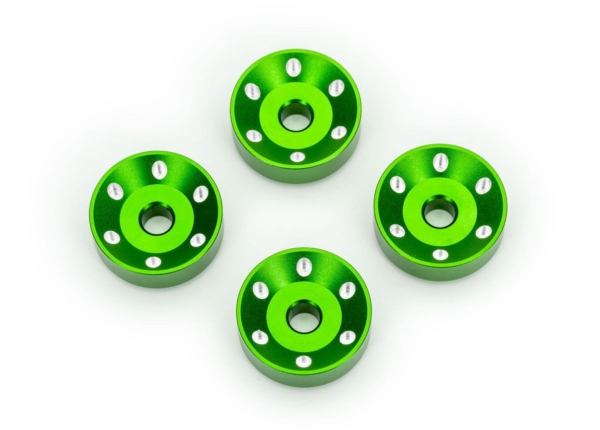 Traxxas - Wheel washers, machined aluminum, green (4) (TRX-10257-GRN)