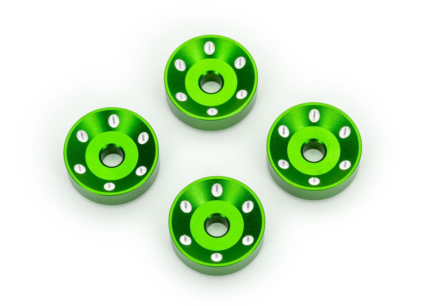 Traxxas - Wheel washers, machined aluminum, green (4) (TRX-10257-GRN)