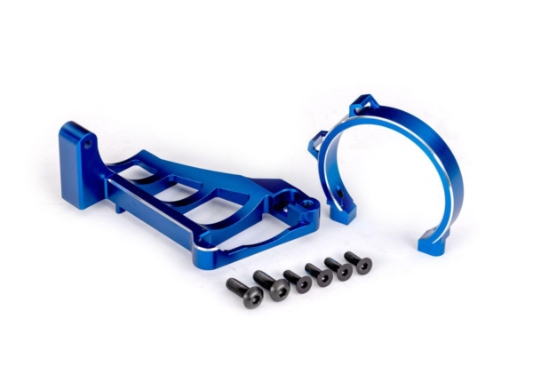 Traxxas - Motor mounts (front & rear) (blue-anodized 6061-T6 aluminum)/ 3x10mm CCS (with threadlock) (4)/ 4x12mm BCS (with threadlock) (2) (for use...