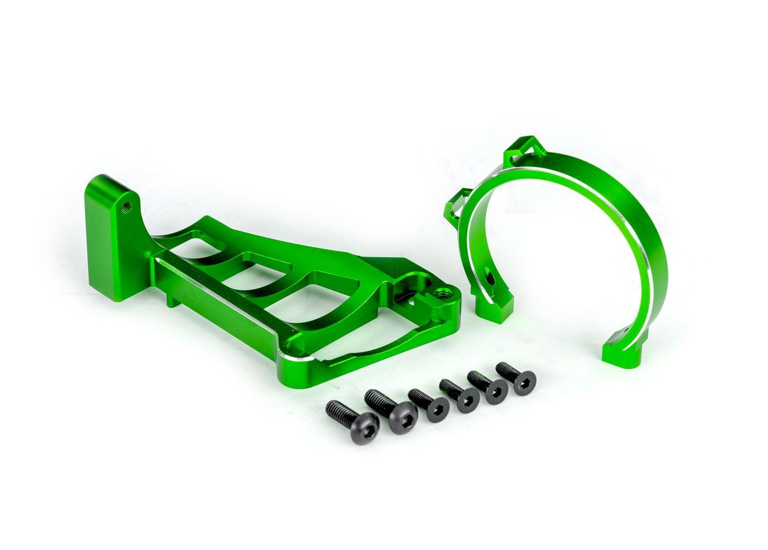 Traxxas - Motor mounts (front & rear) (green-anodized 6061-T6 aluminum)/ 3x10mm CCS (with threadlock) (4)/ 4x12mm BCS (with threadlock) (2) (for us...