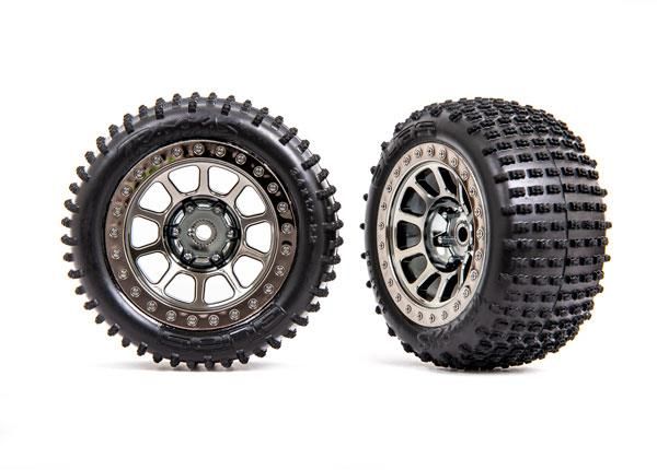 Traxxas Tires & wheels, assembled (2.2' black chrome wheels) (2) Medium Compound (TRX-2470T)