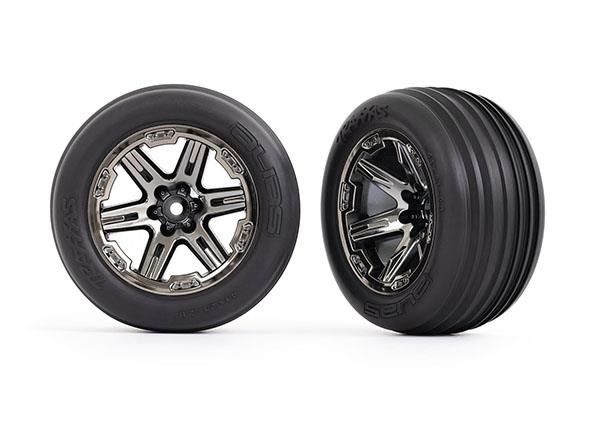 Traxxas - Tires & wheels Black/Chrome 2.8" RXT wheels / Alias tires (electric rear) (2) (TRX-3772R)