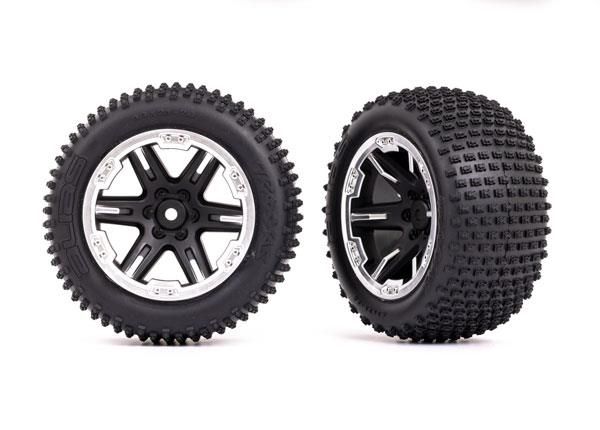 Traxxas - Tires & wheels, assembled, glued (2.8') (RXT black & satin wheels, Alias tires, foam inserts) (2WD electric rear) (TSM rated) (2) (TRX-37...