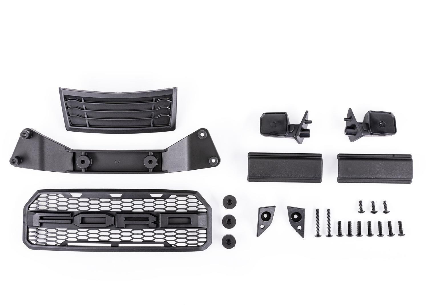 Traxxas - Grille/ grille mount/ mirrors, side (left & right)/ mirror mounts (left & right)/ body mount adapter/ rear latch retainers (2) (TRX-5921)