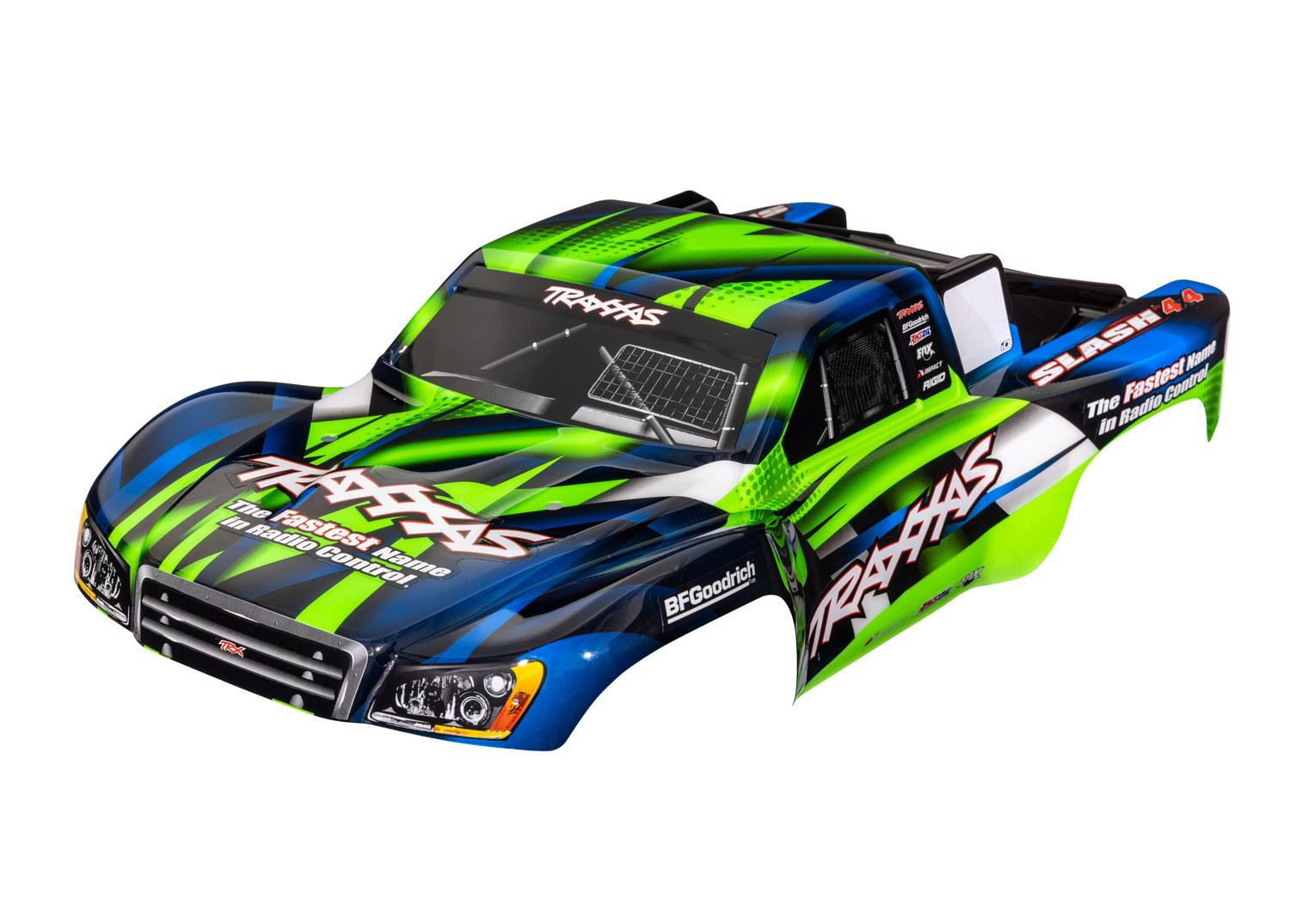Traxxas - Body, Slash 4X4 (also fits Slash VXL & Slash 2WD), green & blue (painted, decals applied) (TRX-6928G)