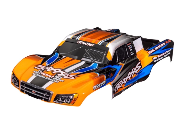 Traxxas - Body, Slash 4X4 (also fits Slash VXL & Slash 2WD), orange & blue (painted, decals applied) (TRX-6928T)