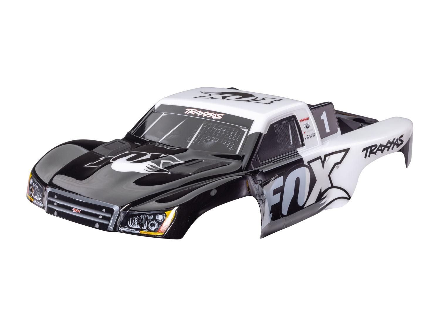 Traxxas - Body, Slash 4X4 (also fits Slash VXL & Slash 2WD), Fox Edition (painted, decals applied) (assembled with front & rear latches for cliples...