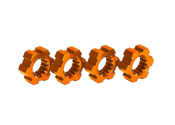 Traxxas - Wheel hubs, hex, aluminum (orange-anodized) (4) (TRX-7756-ORNG)