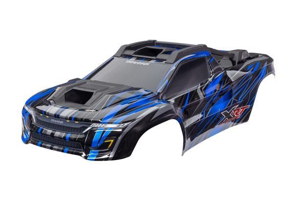 Traxxas - Body, XRT Ultimate, blue (painted, decals applied) (assembled with front & rear body supports for clipless mounting, roof & hood skid pad...