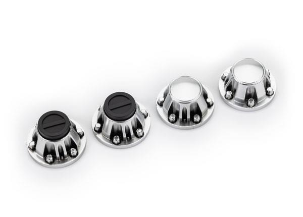 Traxxas - Center caps, wheel (satin chrome) (4) (requires #8255A extended thread stub axle) (TRX-8152)