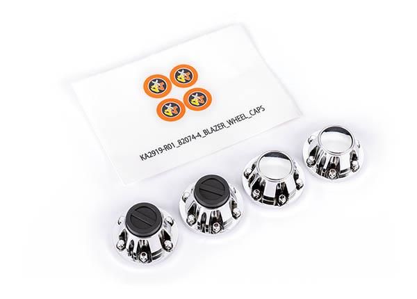 Traxxas - Center caps, wheel (chrome) (4)/ decal sheet (TRX-8164X)