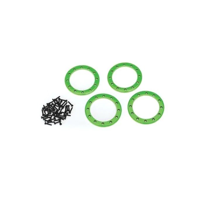 Traxxas - Beadlock rings, green (2.2) (aluminum) (4)/ 2x10 CS (48) (TRX-8168G)