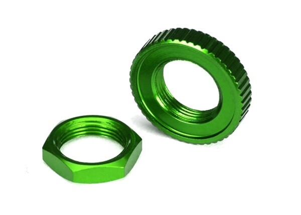 Servo saver nuts, aluminium, green-anodized (hex (1), serrated (1))