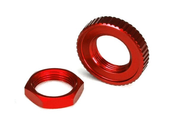 Servo saver nuts, aluminium, red-anodized (hex (1), serrated (1))