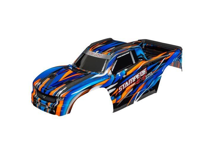 Traxxas - Body, Stampede 4X4 VXL, orange (painted, decals applied) (clipless) (TRX-9014-ORNG)