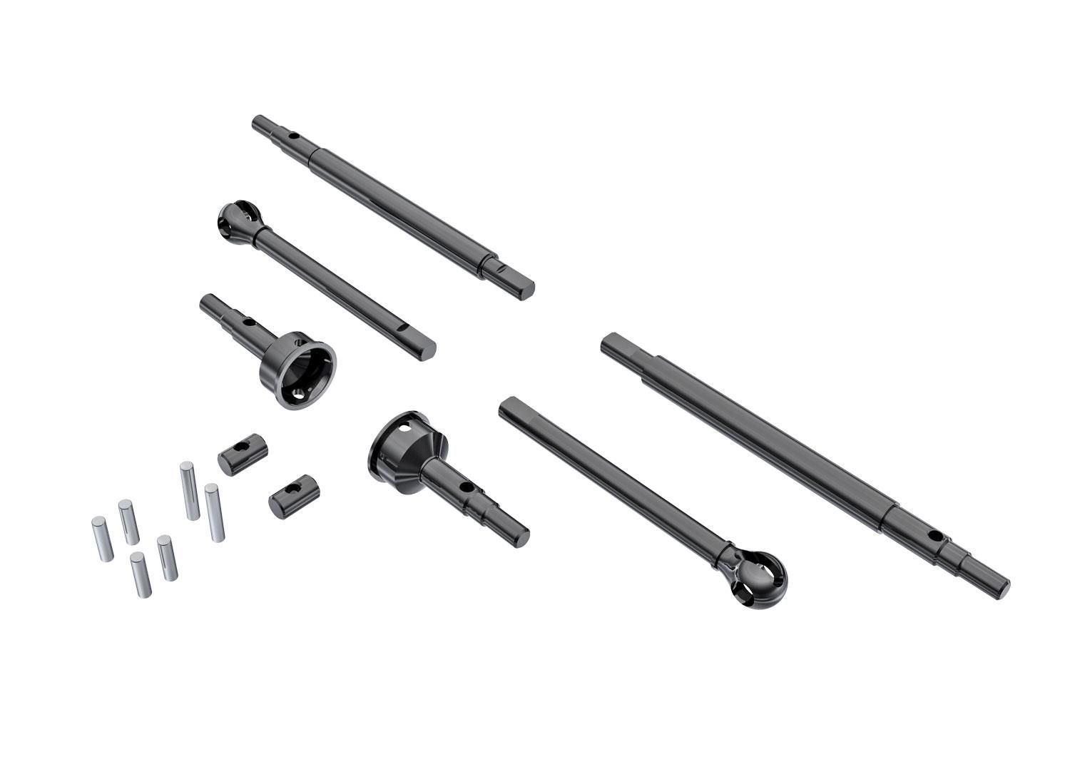 Traxxas - Axle Shafts, front and rear (2)/ stub axles, front (2) (hardened steel) (TRX-9756)