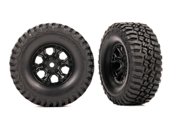 Traxxas - Tires & wheels, assembled (black 1.0 wheels, BFGoodrich Mud-Terrain T/A KM3 2.2x1.0 tires) (2) (TRX-9774)