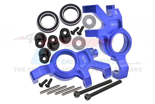 GPM Aluminium 7075 Front Oversized Steering Blocks, Blue - Traxxas X-Maxx/XRT