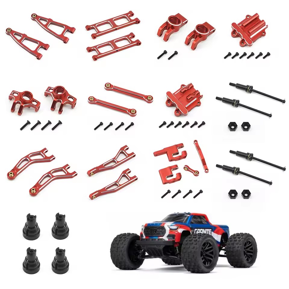 Aluminium / Metalen upgrade set voor de Arrma 1/18 Granite Grom - Rood