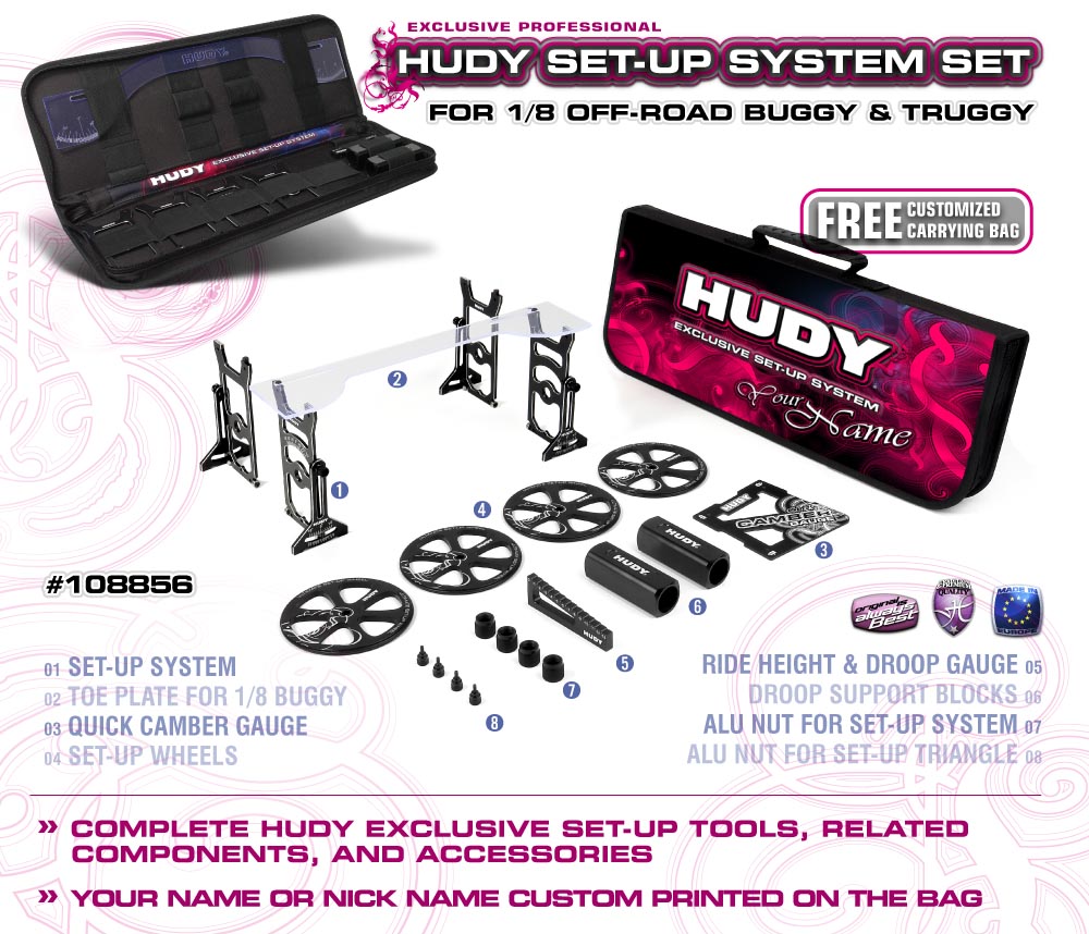 Hudy set-up tools in opbergtas voor 1/8 offroad