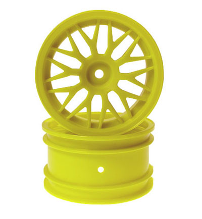 Kyosho spaakvelgen, 35mm, voor 1/10 buggy, neon geel (2 stuks)
