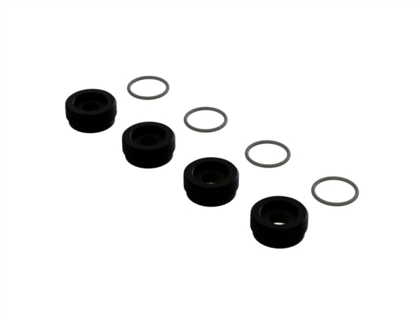 Arrma - Front Hub Nut Includes O-Rings, Aluminum, Black (4) (ARA330775)