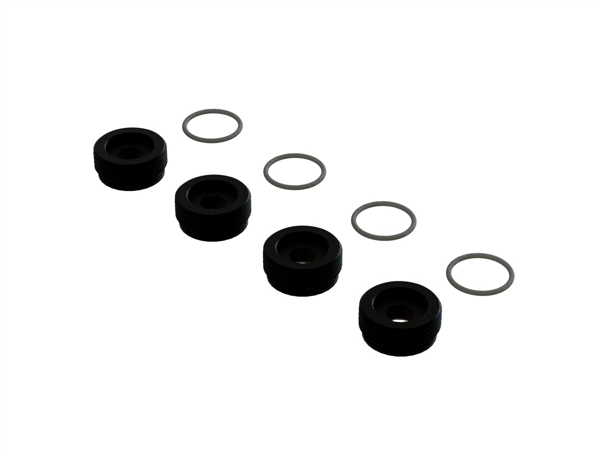Arrma - Front Hub Nut Includes O-Rings, Aluminum, Black (4) (ARA330775)