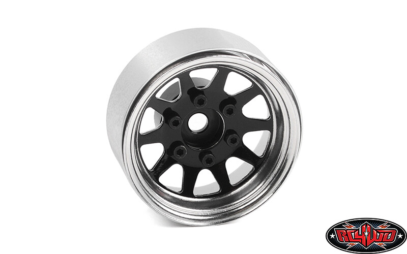 RC4WD OEM 6-Lug Stamped Steel 1.55" Beadlock Wheels (Black and Chrome) (Z-W0337)